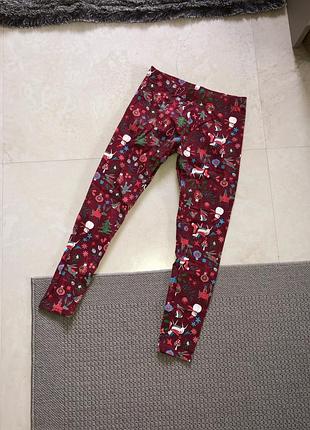 Лосини новорічні різдвяні бавовняні лосіни лосины новогодние хлопковые рождественские