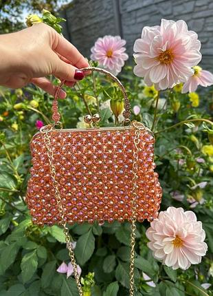 ✨сумка с фертуруром из бусинки "хамелеон " ручной работы "gloss caramel"✨
