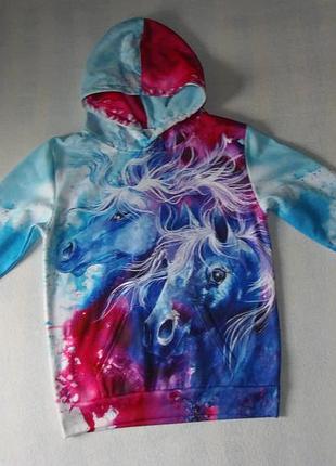 Худи,толстовка с лошадьми,единорогом на 11-13 лет
