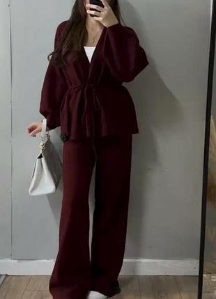 Стильный теплый костюм цвет:черный молоко, бургунди, шоколад