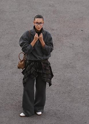 Костюм спортивный укороченная кофта брюки пенье хлопок манжеты измельченный люкс качества на флисе