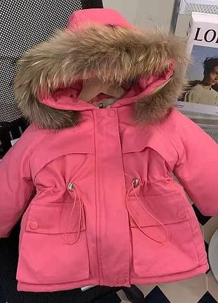Стильная теплая парка на меху для девочек