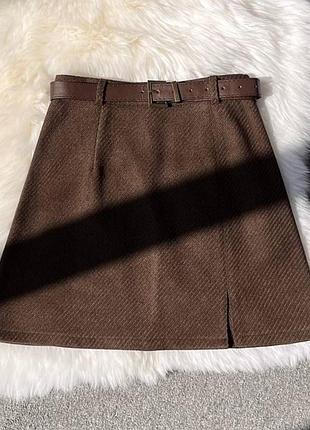 Жіноча повсякденна класична міні коротка спідниця юбка тканина кашемір стрейч