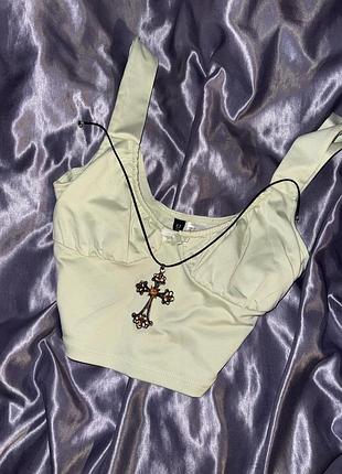 Нереальний coquette y2k топ фісташкового кольору divided