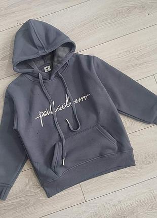 Худи флис кофта 4х нить 134-145 тепла на зиму на меху