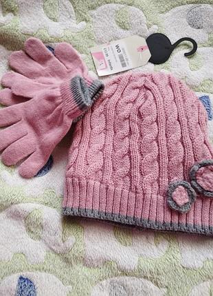 Набір шапка і перчатки для дівчинки 2-4 р