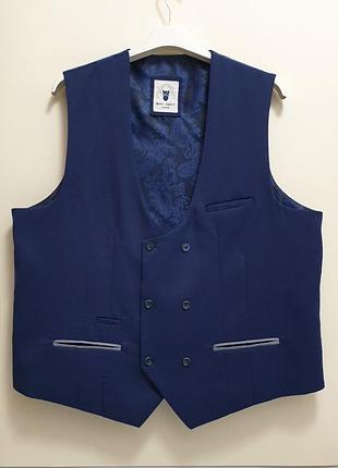 Marc darcy жилет - 4xl • 60 - синій двобортний - кежуал жилетка чоловіча батал ж60 dbc kenny класична