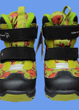 Детские зимние термо ботинки, сапоги, дутики  на липучках для девочки мальчика черные  винни пух