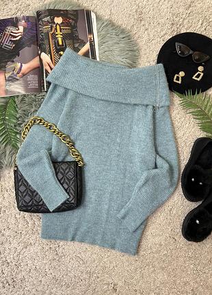 Подовжений светр із відкладною горловиною №626/33