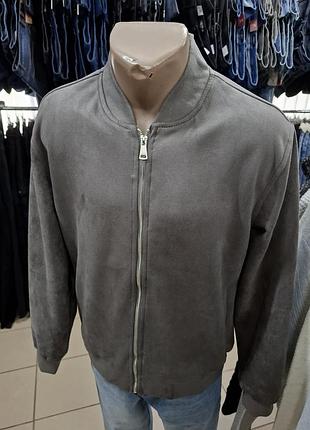Кофта мужская замшевая серого цвета