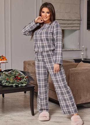 Жіноча фланелева піжама у клітинку | 344