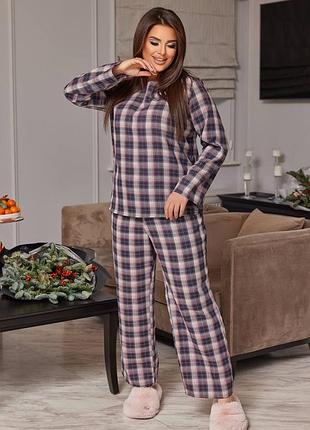 Жіноча фланелева піжама у клітинку | 344