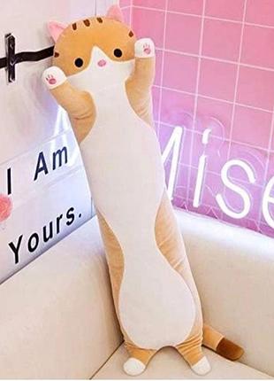 Большая плюшевая игрушка кот батон 110см подушка антистресс