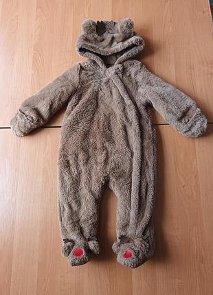 Теплий махровий комбінезон- оленятко для дитини 9-12 місяців.