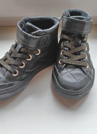 Стеганые ботинки хайтопы утепленные для девочки h&amp;m черные, размер 24 (16 см)