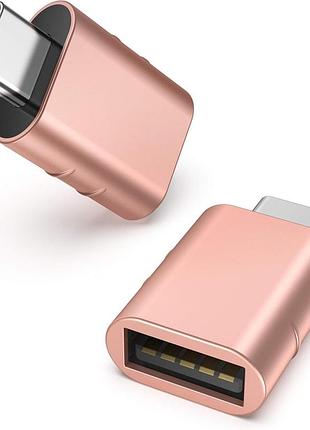 Перехідник usb на usb c syntech 2 шт рожеве золото