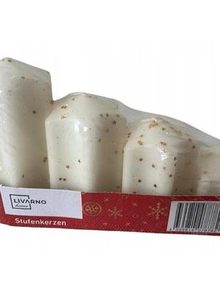 Набор праздничных ступенчатых свечей livarno home белые 4шт