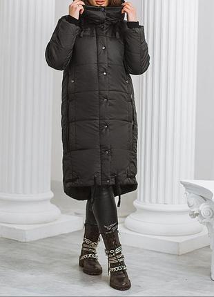 Пальто женское зимнее черное