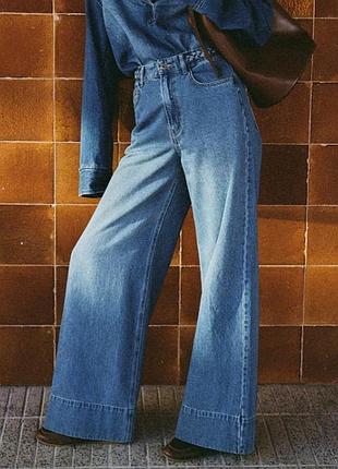 Новые брендовые широкие джинсы палаццо на высокий рост с высокой талией h&m, 14 размер.
