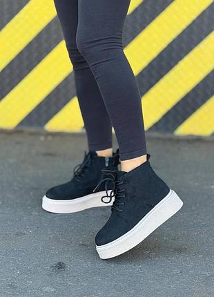 Натуральна замша черевики зимові з хутром