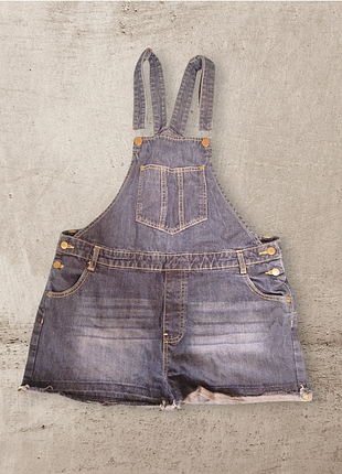 Женский джинсовый комбинезон-шорты на бретелях, классический деним