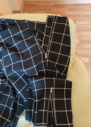 Брюки осінні жіночі з віскозою супер чорний колір клітинка велика від f&f