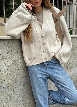 Теплый вязаный кардиган кофта альпака шерсть