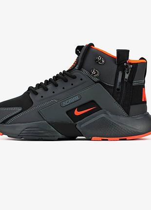 Кросівки жіночі / чоловічі чорні оранжеві осінні весняні