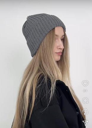 Шапка жіноча,графіт-сіра