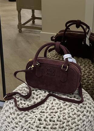 Miu miu arcadie suede bag burgundy