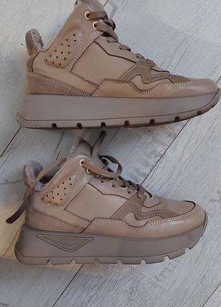 Жіночі зимові кросівки, розмір 36, бежеві, шкіра