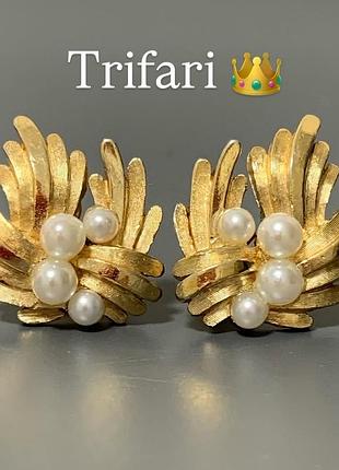 Кліпси trifari 👑 матова позолота