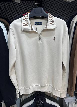 Мужская стильная кофта polo ralph lauren на зиму-осень в белом цвете premium качества