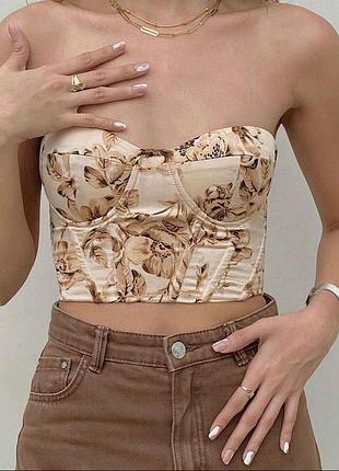 Сатиновый корсетный топ с косточками и чашечками shein