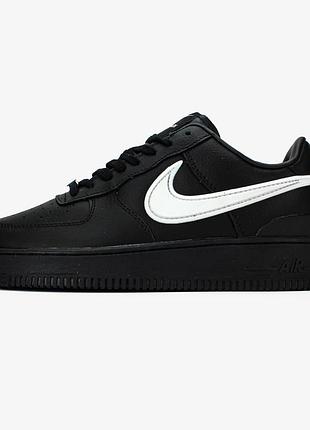 Кросівки жіночі / чоловічі чорні з шкіри осінні весняні літні