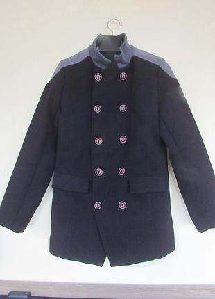 Чоловіче пальто бушлат тренч з трикотажним коміром від west street haku