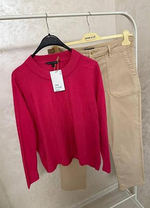 Яркая малиновая розовая кофта свитер свитшот худи тепла большого размера фирменная брендовая