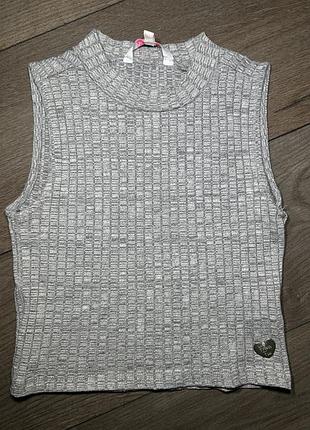 Сірий базовий топ рубчик розмір 134-140