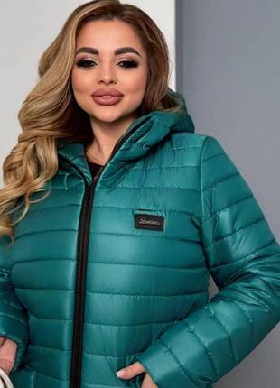 Новая женская демисезонная куртка на синтепонике!!! новая с биркой!!!!!!! ярко бирюзовый цвет!!!!! размер 52-54