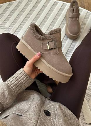 Ботинки зимние на платформе из натуральной замши