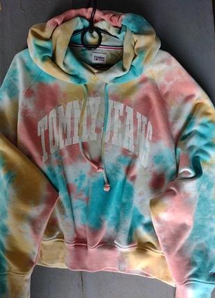 Толстовка, свитшот, худи, оверсайз, катон,размер s, touch hilfiger