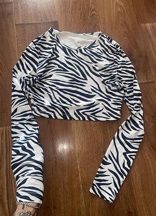 Лонгслів скімс   еластичний  зебра принт y2k  shein