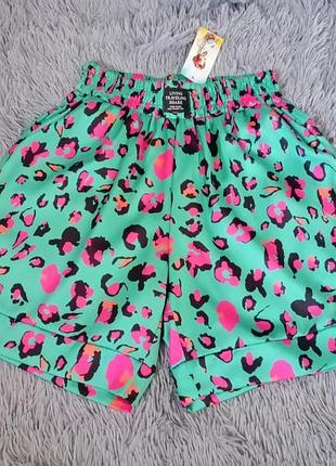 Шорти висока посадка атлас принт леопард