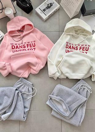 Женский спортивный костюм трехнитка на флисе пенье свободного кроя 757 b