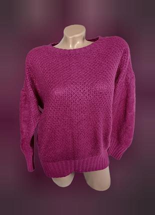 Шерстяной розовый вязаный свитер женский