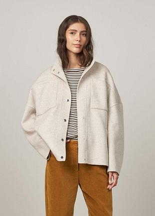 Премиальная шерстяная куртка hartford vicco relaxed fit wool jacket coat natural