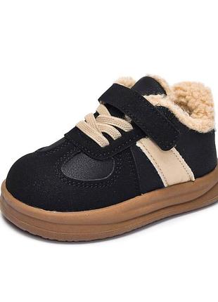 Хайтопы 246, р.22,23,25,30,31, эко-замша+штучный мех, черный/беж