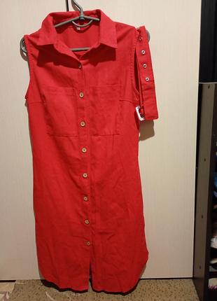 Платье /халат летнее красное,без рукавов, размер с/м,новое!
