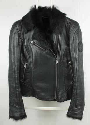 Натуральная дубленка байкерская куртка ventcouvert black shearling biker jacket women's