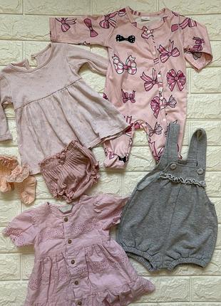 Набір лот одягу на новонароджену дівчинку розмір 0-3 місяці чоловічок сукня